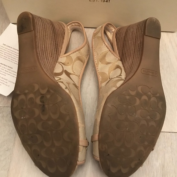 COACH 8.5 Wedge Espadrilles Tan Beige Cream - Picture 4 of 8